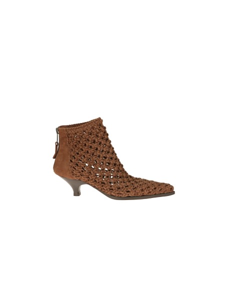 Scarpe Elena Iachi Stivaletto in Pelle Intrecciata Brown