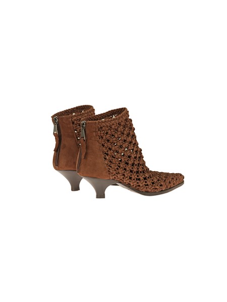 Scarpe Elena Iachi Stivaletto in Pelle Intrecciata Brown