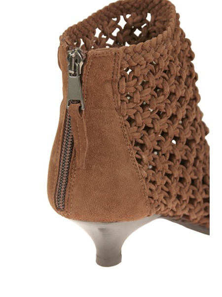 Scarpe Elena Iachi Stivaletto in Pelle Intrecciata Brown