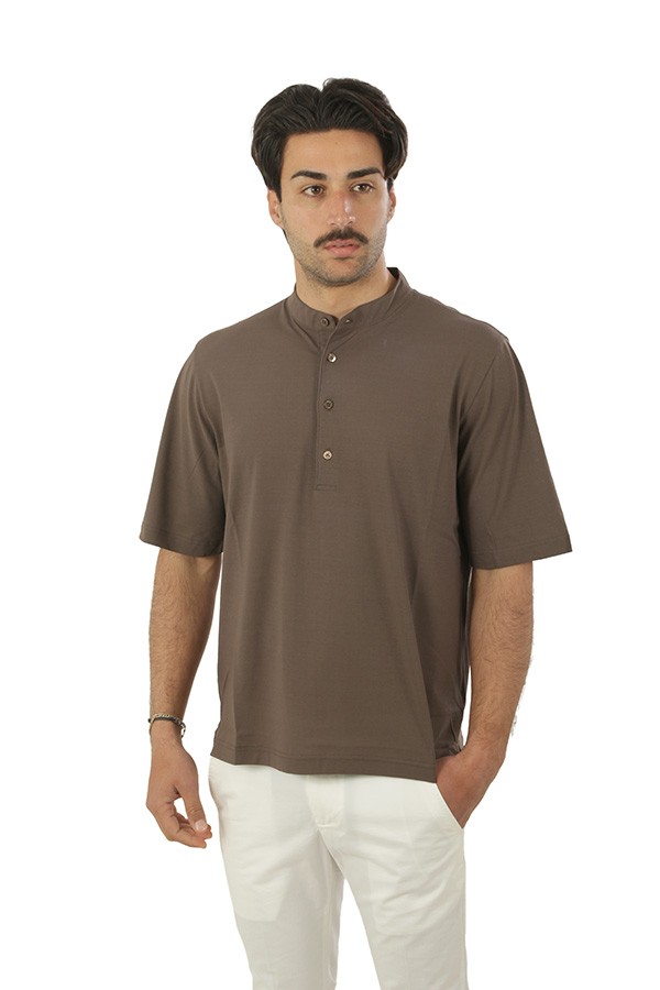 Abbigliamento m/m collo roreano 4bottoni jersey crepe 100%co