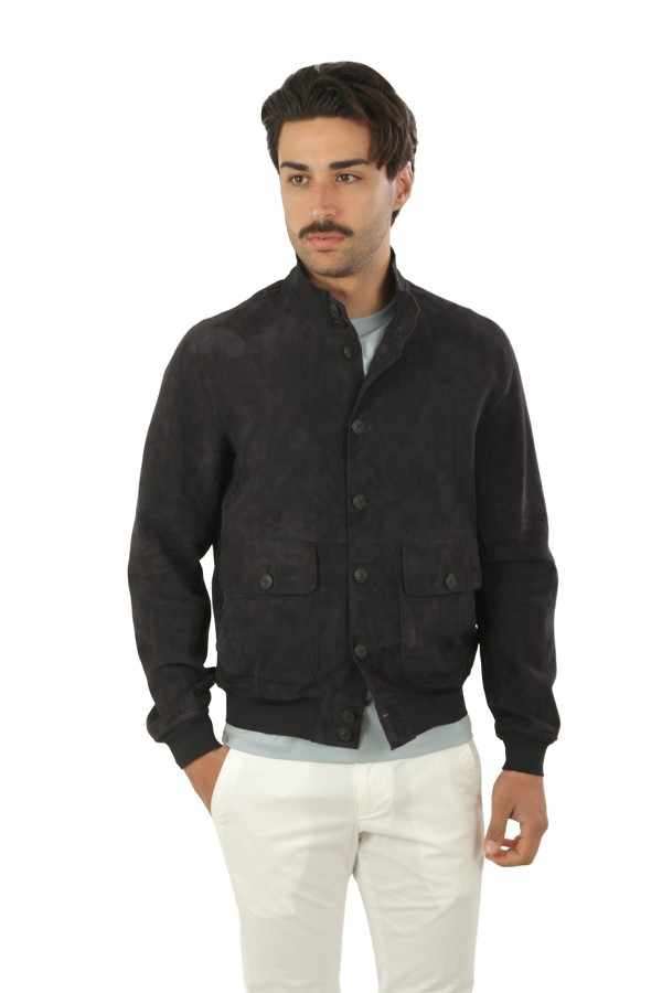 Giubbotto The Jackie in Suede Blu