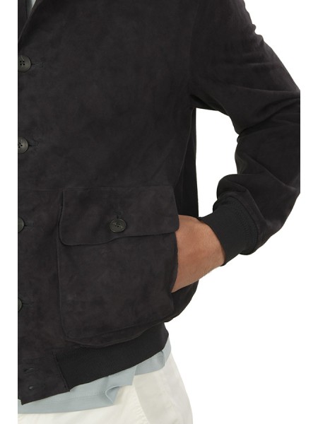 Giubbotto The Jackie in Suede Blu