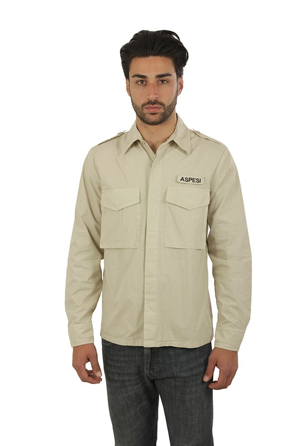 Camicia Aspesi Militare in Cotone Sasso