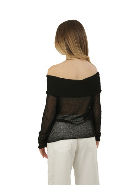 Maglia Roberto Collina Off Shoulder Nero