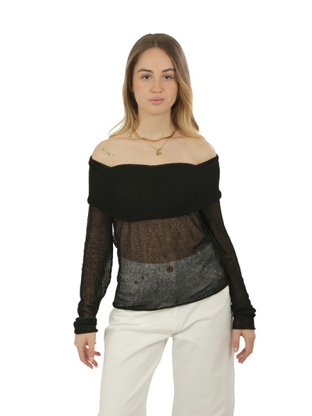 Maglia Roberto Collina Off Shoulder Nero