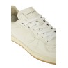 Bianco sneaker in pelle con dettaglio posteriore in tessuto e cuciture a vista.soletta interna imbottita estraibile,fodera tr