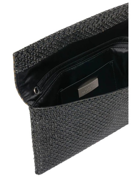 Accessori pochette morna con pannello in cristalli, tracolla sottile e chiusura metallica