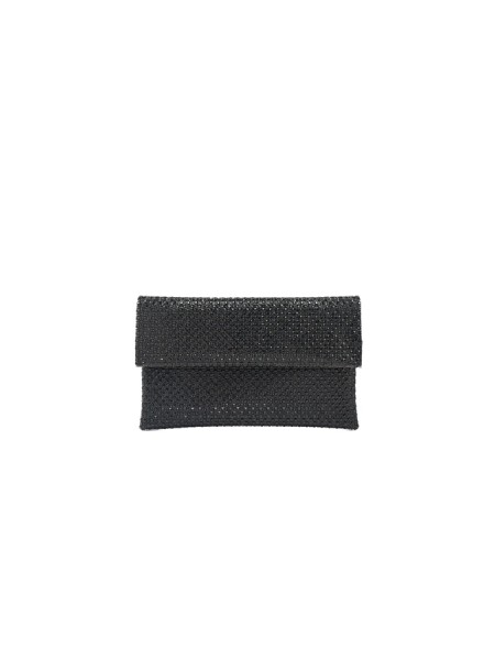 Accessori pochette morna con pannello in cristalli, tracolla sottile e chiusura metallica