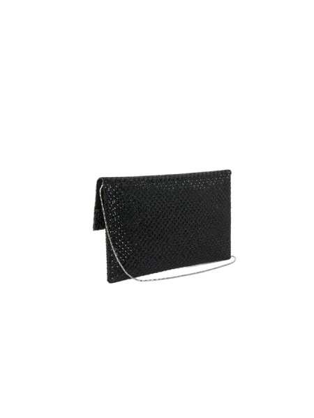 Accessori pochette morna con pannello in cristalli, tracolla sottile e chiusura metallica