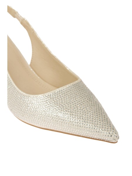 Calzature slinback phuket con strass suola in cuoio tacco 6,5cm