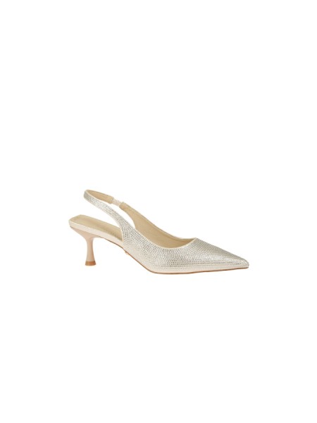 Calzature slinback phuket con strass suola in cuoio tacco 6,5cm