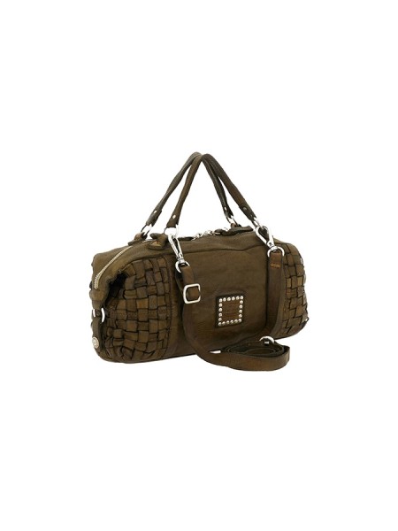 Accessori bauletto sirmione in pelle di vacchetta intrecciata tinta in capo