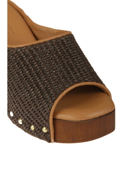 Calzature sandalo in raffia tacco 10cm fondo gomma