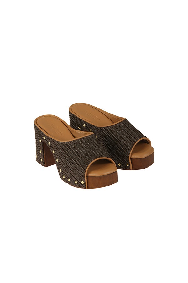 Scarpa Alibi Zoccolo in Rafia Brown