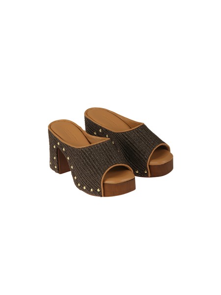 Scarpa Alibi Zoccolo in Rafia Brown