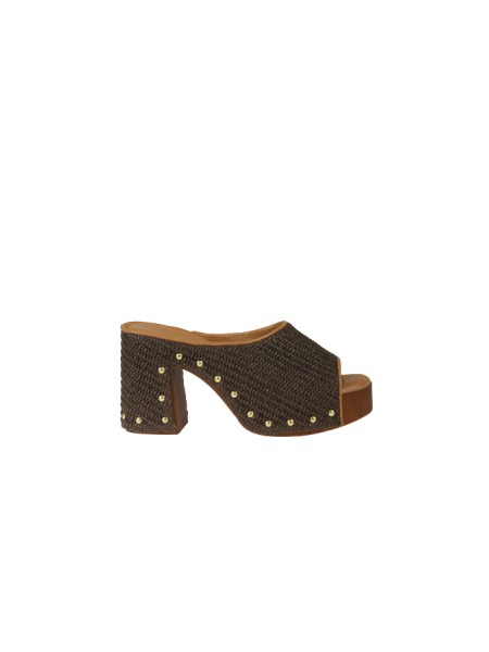 Calzature sandalo in raffia tacco 10cm fondo gomma