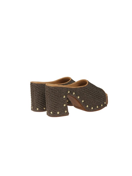 Calzature sandalo in raffia tacco 10cm fondo gomma