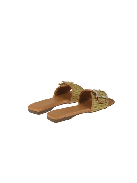 Calzature ciabatta in raffia fondo gomma Oliva