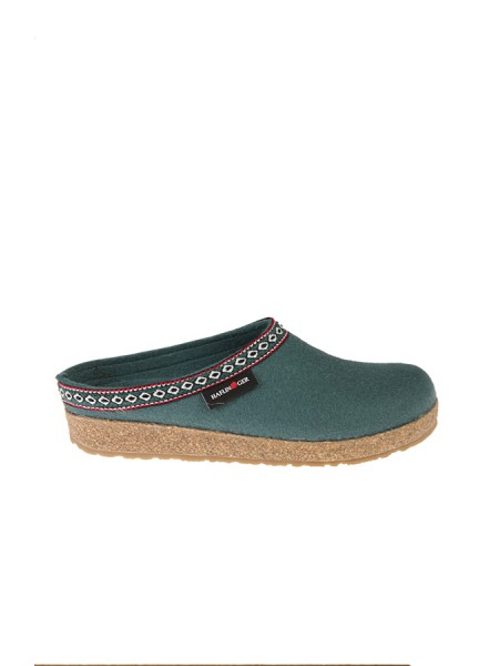 ciabatta HAFLINGER in feltro di lana color verde
