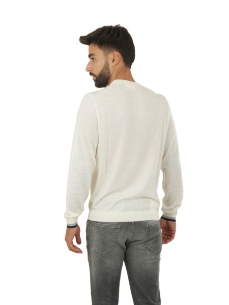 Maglia Sun68 Stripes On Cuffs Bianco