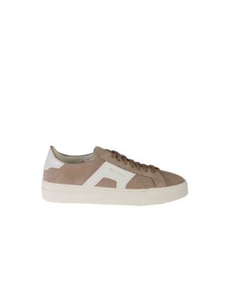 Sneakers Santoni in Suede Beige/Bianco