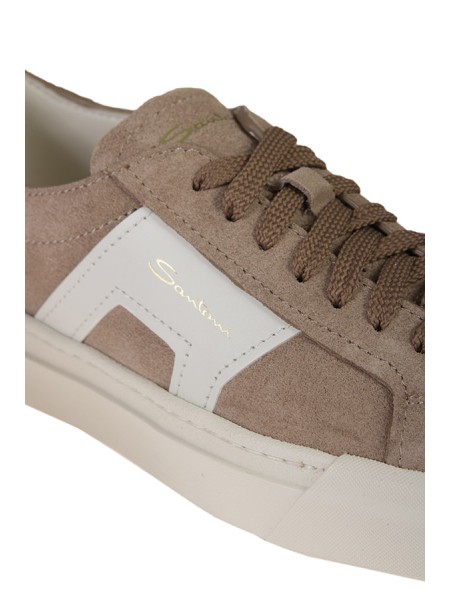 Sneakers Santoni in Suede Beige/Bianco