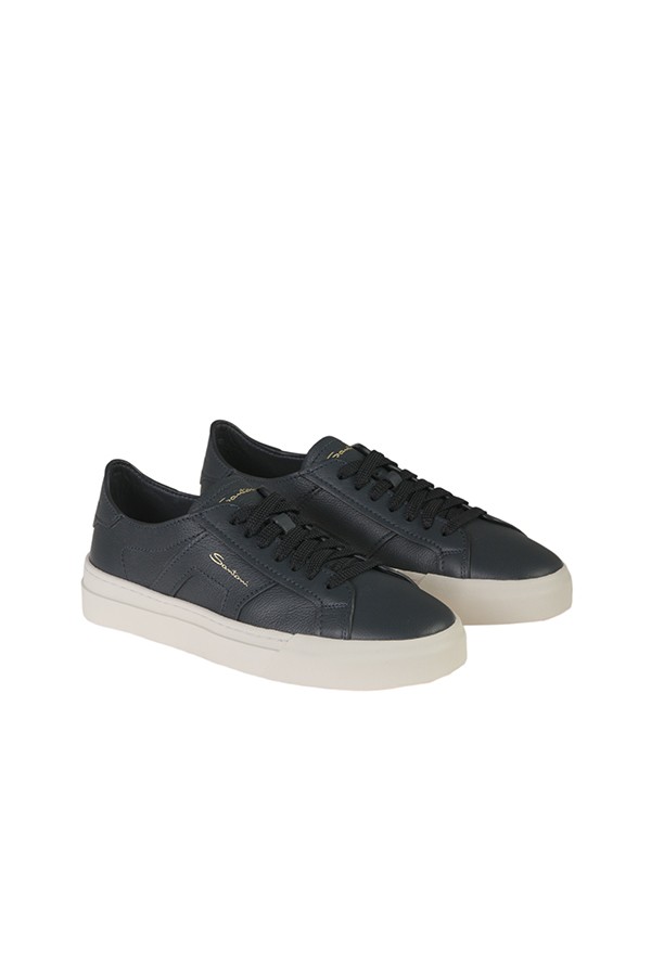 Sneakers Santoni Double Buckle in pelle Bottalata Blu