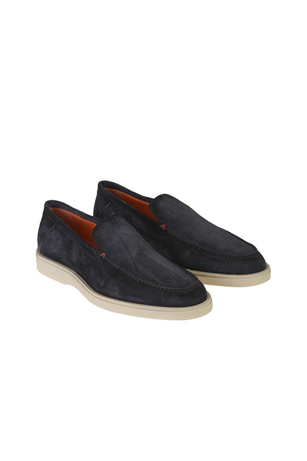 Mocassino Santoni in Suede Blu