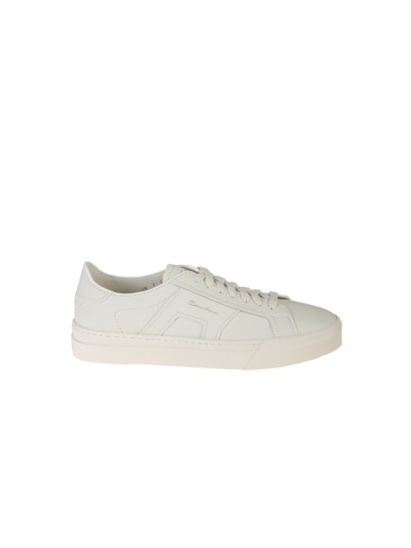 Sneaker Santoni Double buckle in Pelle Bianco
