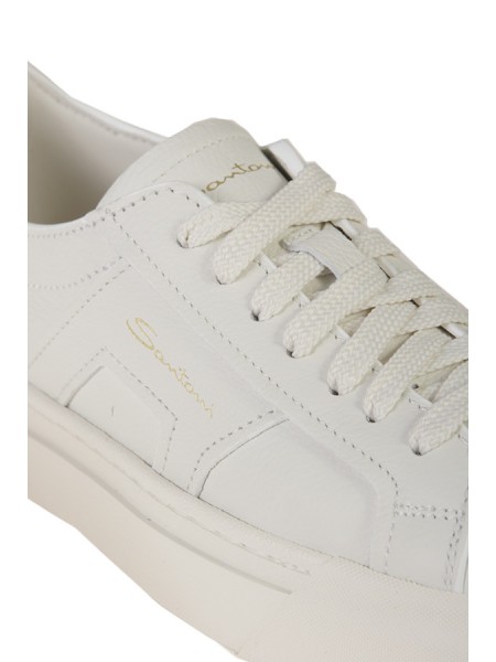 Sneaker Santoni Double buckle in Pelle Bianco