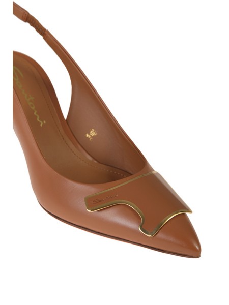 Slingback Santoni Sibille in Pelle Marrone