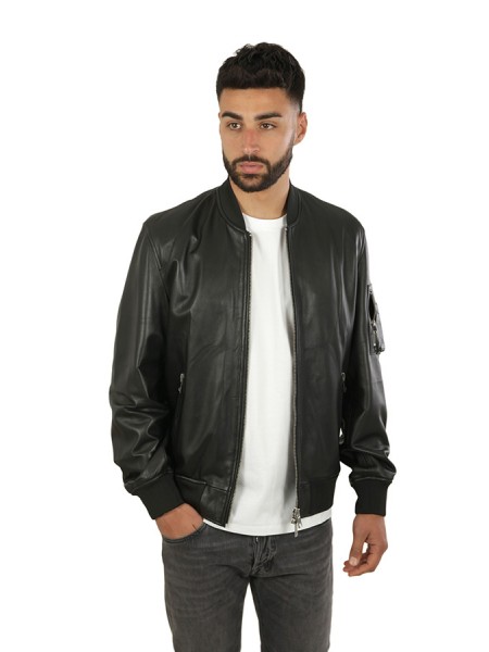 Bomber Dondup Slim in Pelle Nero