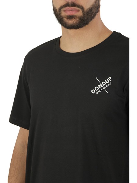 T-shirt Dondup in Jersey con Logo Nero