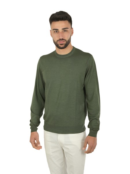 Maglia Drumohr Girocollo in Lana Merino Extrafine Verde Origano