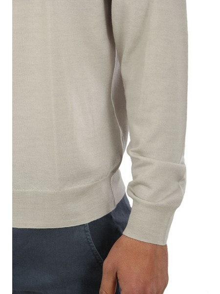Maglia Drumohr Girocollo in Lana Merino Extrafine Pietra