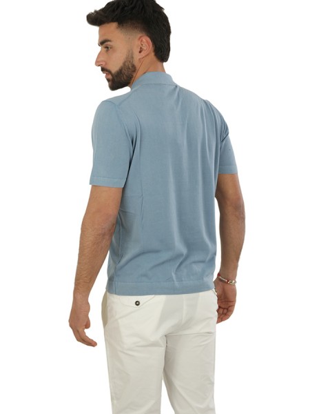 Maglia Polo Drumohr in Cotone Celeste