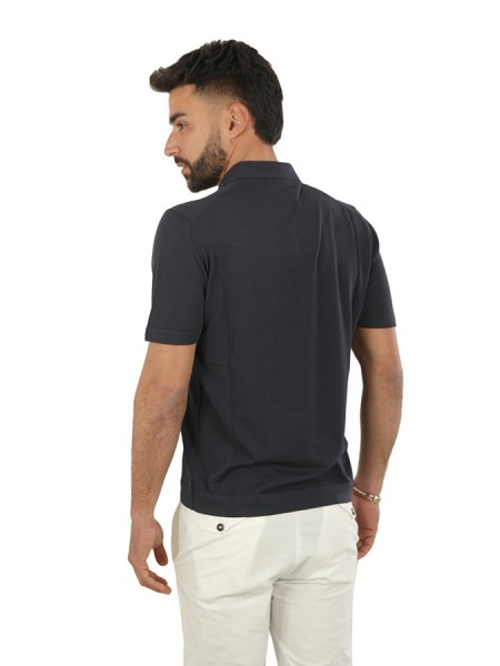 Drumohr Cotton Polo Shirt Blue