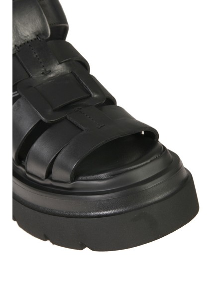 Sandalo Elena Iachi Stringato in Pelle Nero