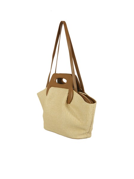 Borsa Themoirè Dhea Straw Shell/Caramel