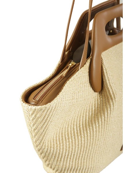 Borsa Themoirè Dhea Straw Shell/Caramel