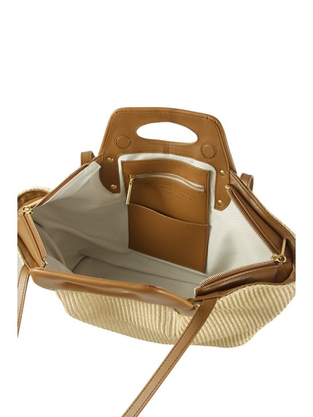 Borsa Themoirè Dhea Straw Shell/Caramel