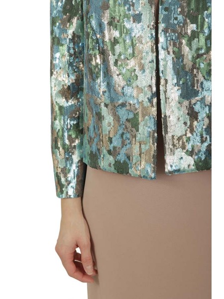 Giacca Atelier Nicola D'Errico in Paillettes e Revers in Mikado Fard