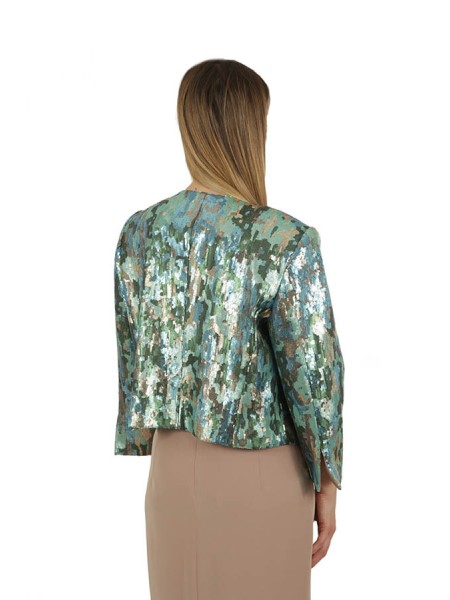 Giacca Atelier Nicola D'Errico in Paillettes e Revers in Mikado Fard