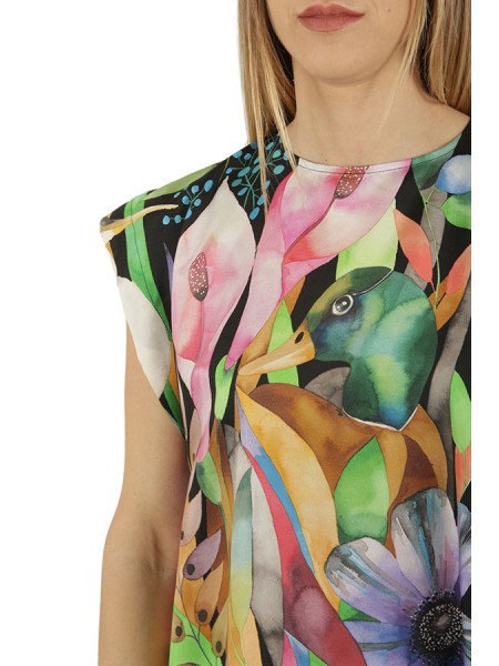 Blusa Co.Gò in Seta Fantasia/Nero