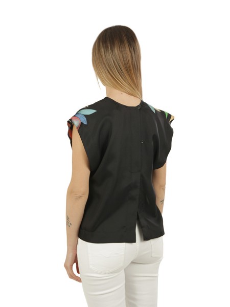 Blusa Co.Gò in Seta Fantasia/Nero
