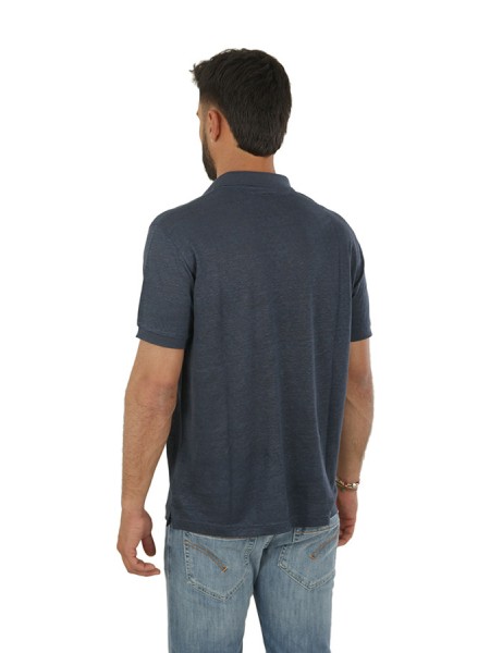 Polo SUN68 in Lino Blu Navy