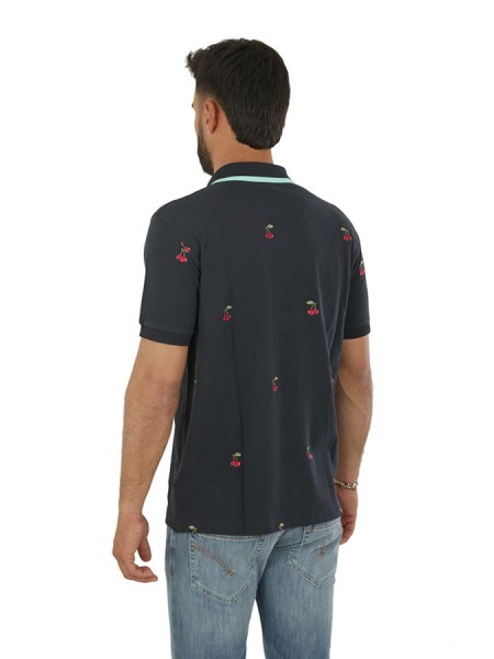 Polo SUN68 Full Embroidery Blu Navy