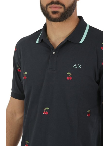 Polo SUN68 Full Embroidery Blu Navy