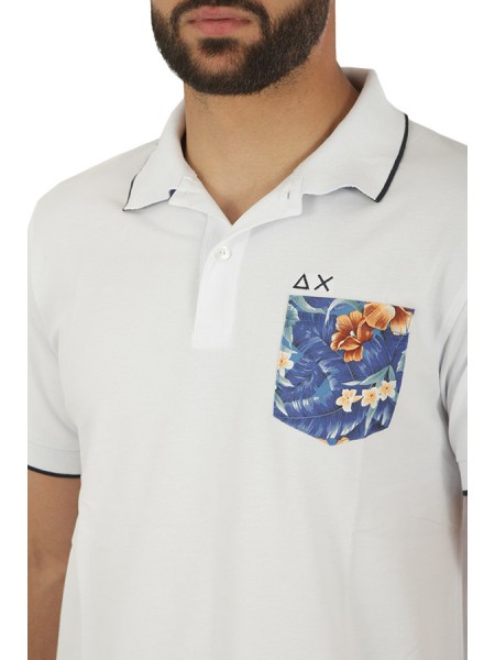 Polo SUN68 Print Pocket Bianco