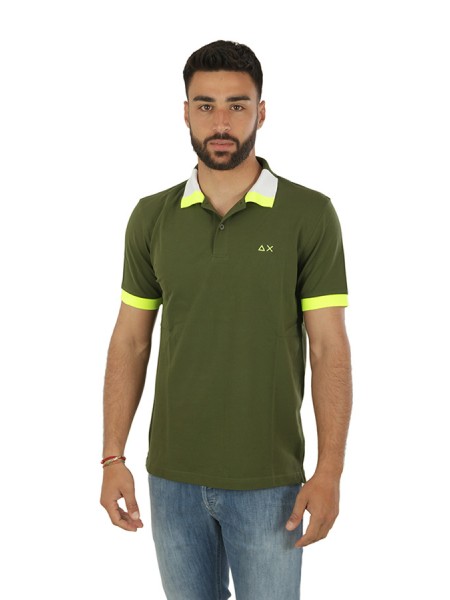 Polo SUN68 Fluo Multicolor Verde Scuro